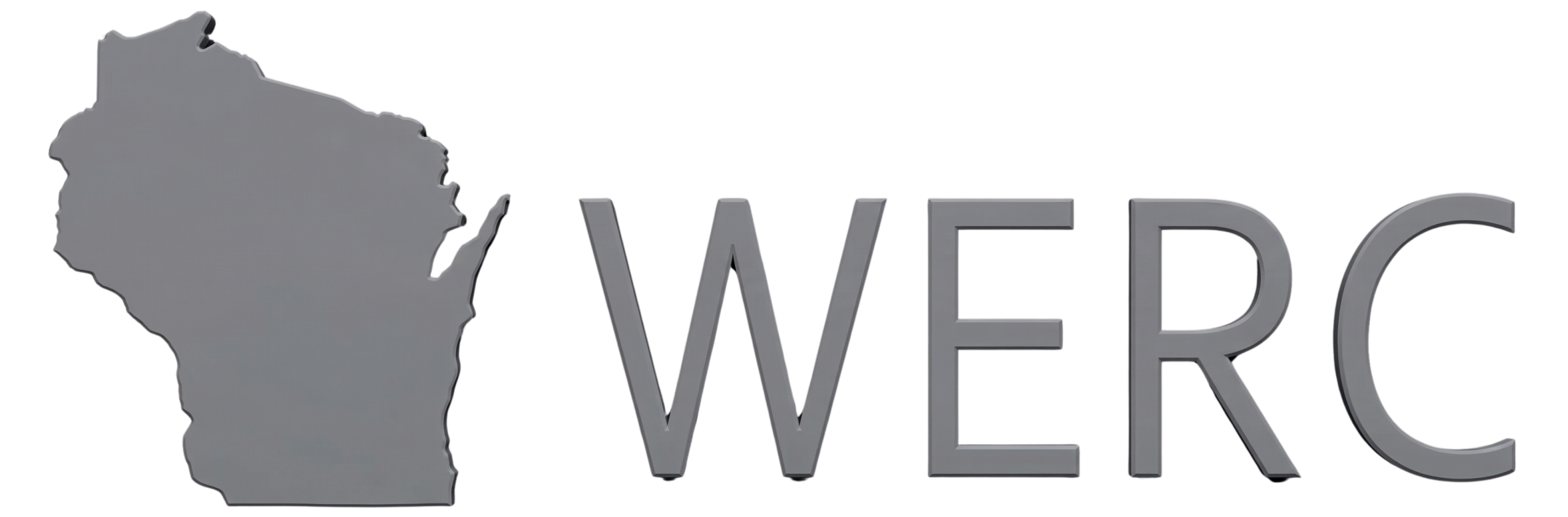 WERC Logo consists of the outline of the map of Wisconsin and the name WERC.